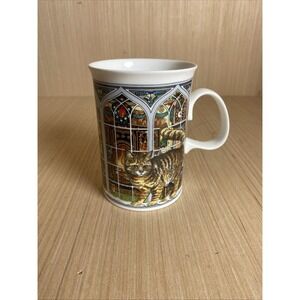Vintage Dunoon Christmas Cats Fine Bone China Mug Cup Sue Scullard England